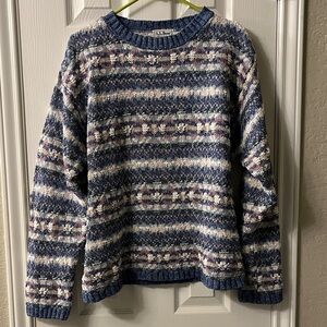 Vintage L.L. Bean Multicolor Striped Crewneck cotton Sweater - large